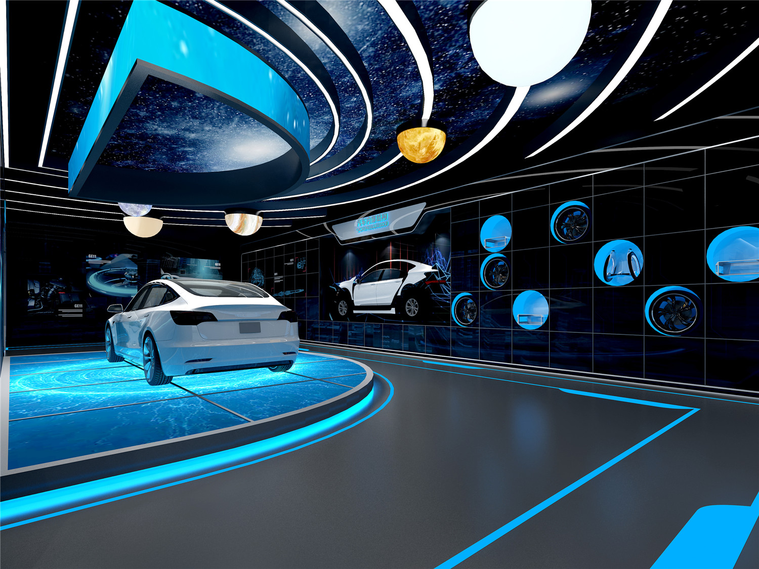 【二手车展厅3D模型】-现代VR有灯光有贴图MAX2016二手车展厅3d模型下载-ID1073985-免费3Dmax模型库 - 青模3d模型网